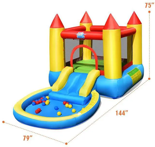 Alt view image 5 of 7 - SlickBlue Inflatable Kids Slide Bounce House with 550w Blower