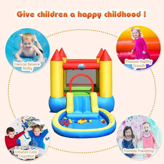 Alt view image 7 of 7 - SlickBlue Inflatable Kids Slide Bounce House with 550w Blower