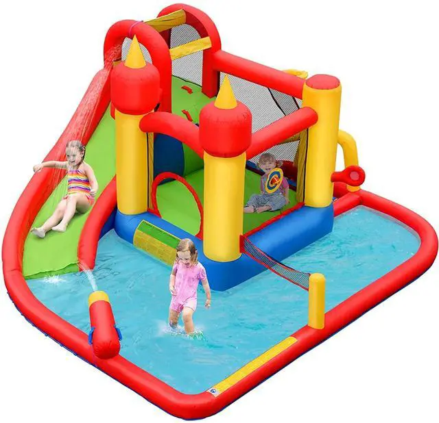 Main image of SlickBlue Inflatable Water Slide Jumper Bounce House with Ocean Ball without Blower