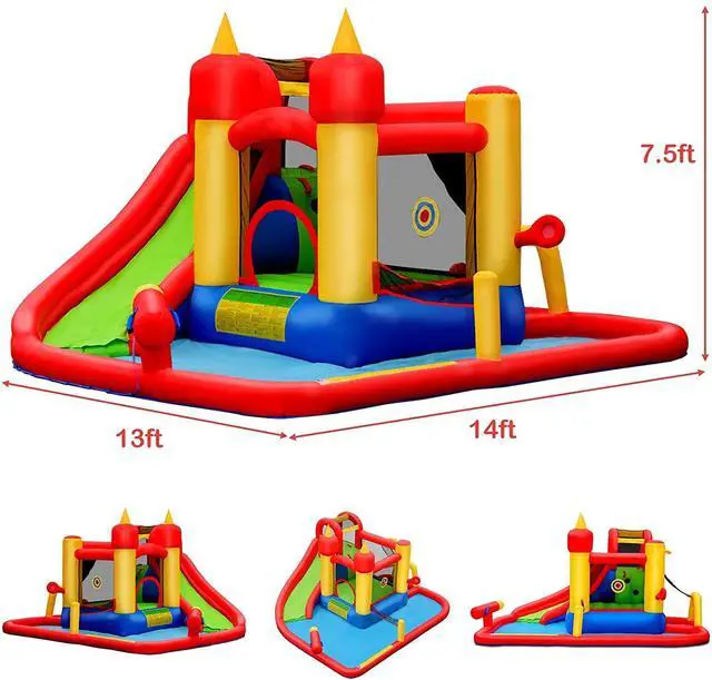 Alt view image 4 of 7 - SlickBlue Inflatable Water Slide Jumper Bounce House with Ocean Ball without Blower