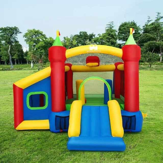 Alt view image 2 of 7 - SlickBlue 7-in-1 Kids Inflatable Bounce House with Ocean Balls and 480W Blower