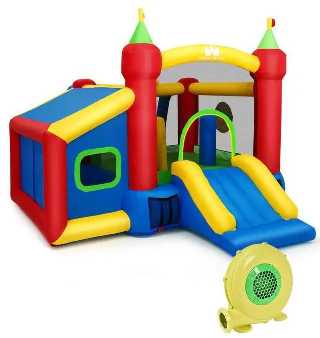 Alt view image 3 of 7 - SlickBlue 7-in-1 Kids Inflatable Bounce House with Ocean Balls and 480W Blower