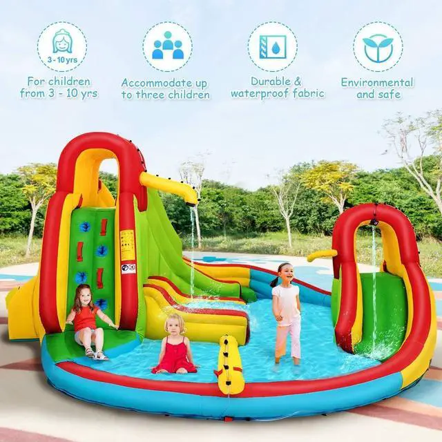Alt view image 4 of 7 - SlickBlue Kids Gift Inflatable Water Slide Bounce Park with 480 W Blower