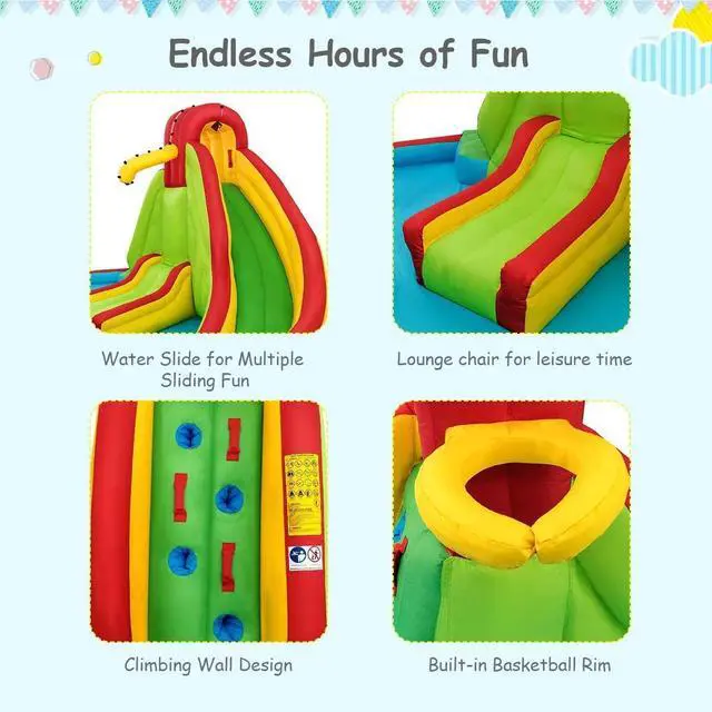 Alt view image 5 of 7 - SlickBlue Kids Gift Inflatable Water Slide Bounce Park with 480 W Blower