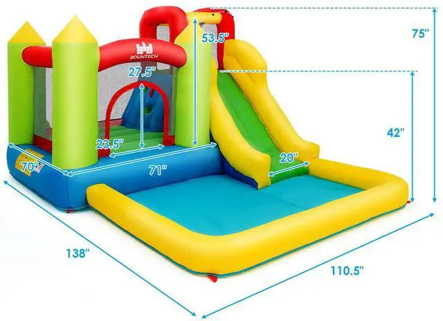 Alt view image 5 of 7 - SlickBlue Outdoor Inflatable Bounce House with 480 W Blower