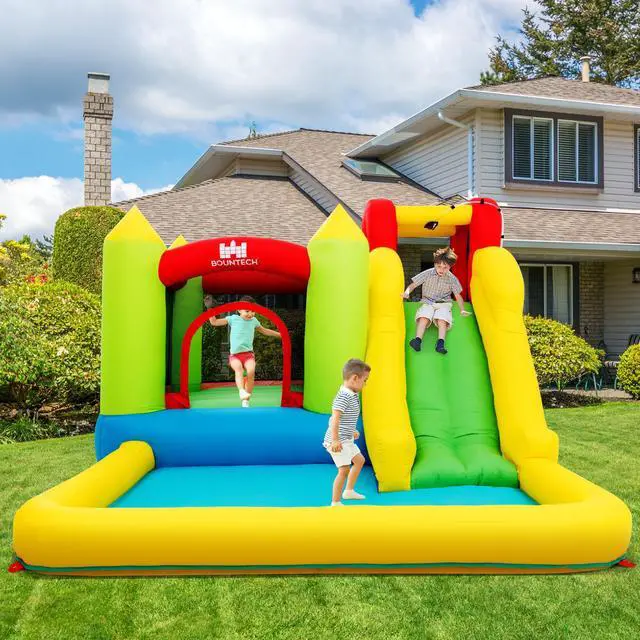 Alt view image 2 of 7 - SlickBlue Outdoor Inflatable Bounce House with 480 W Blower