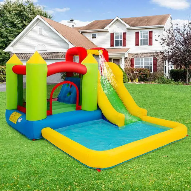 Alt view image 6 of 7 - SlickBlue Outdoor Inflatable Bounce House with 480 W Blower