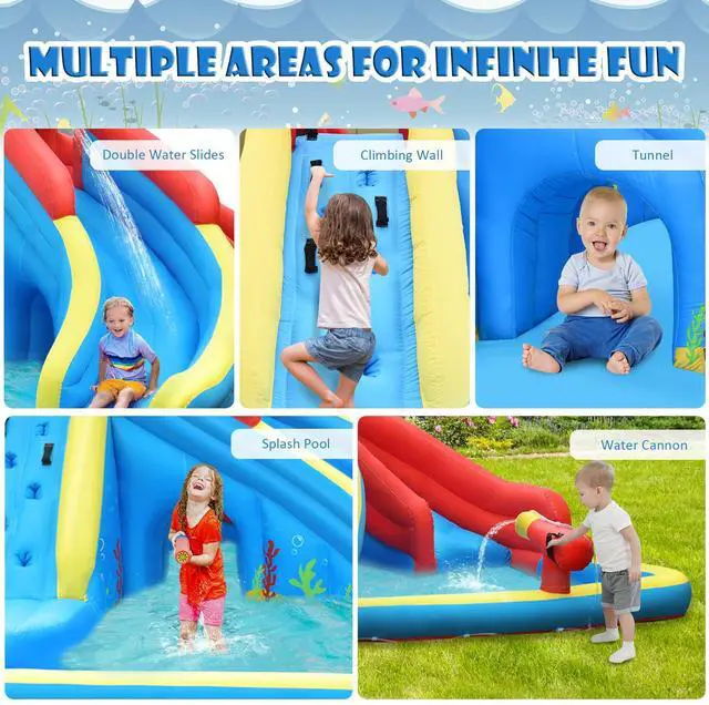 Alt view image 7 of 7 - SlickBlue Inflatable Water Slide Crab Dual Slide Bounce House without Blower