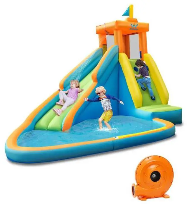 Main image of SlickBlue Inflatable Water Slide Kids Bounce House with 740W Blower