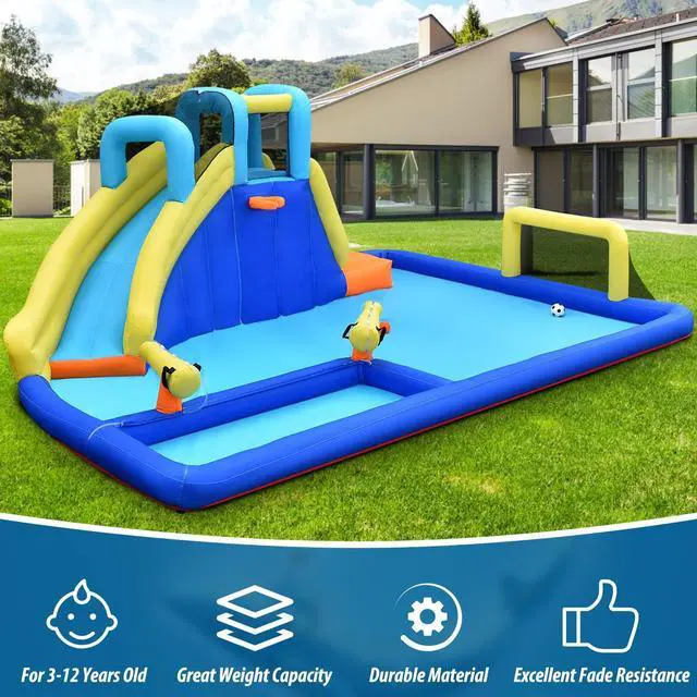 Alt view image 6 of 7 - SlickBlue 6-in-1 Inflatable Water Slide Jumping House without Blower