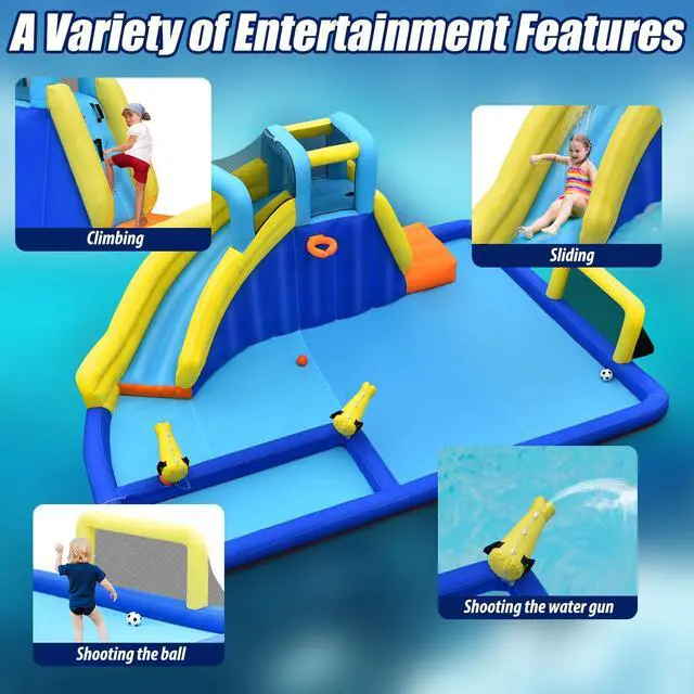 Alt view image 7 of 7 - SlickBlue 6-in-1 Inflatable Water Slide Jumping House without Blower