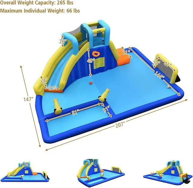 Alt view image 2 of 7 - SlickBlue 6-in-1 Inflatable Water Slides with Blower for Kids