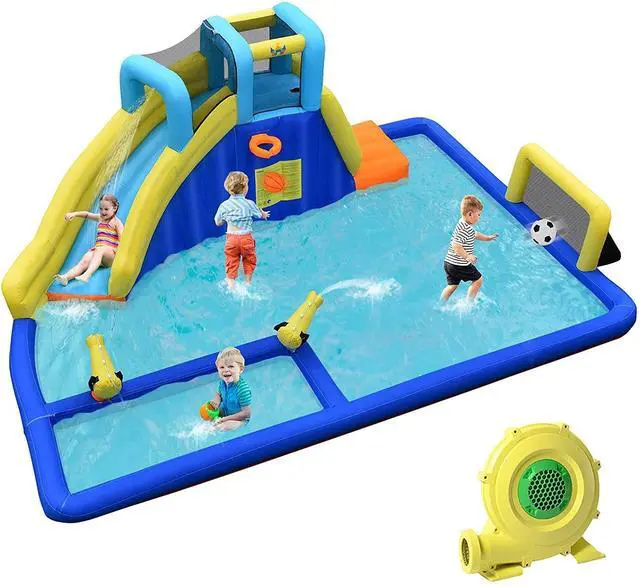 Main image of SlickBlue 6-in-1 Inflatable Water Slides with Blower for Kids