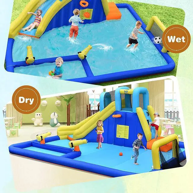 Alt view image 4 of 7 - SlickBlue 6-in-1 Inflatable Water Slides with Blower for Kids