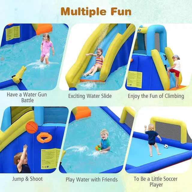 Alt view image 6 of 7 - SlickBlue 6-in-1 Inflatable Water Slides with Blower for Kids