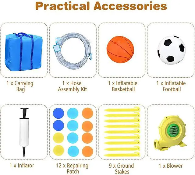 Alt view image 5 of 7 - SlickBlue 6-in-1 Inflatable Water Slides with Blower for Kids