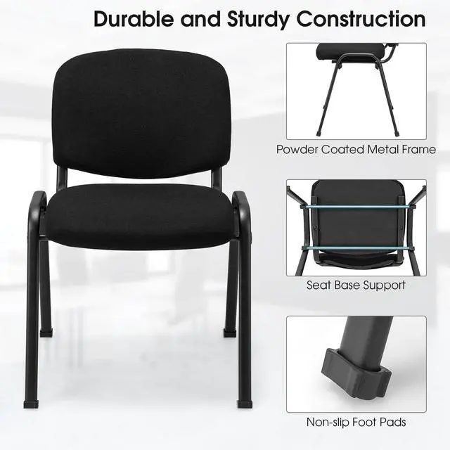 Alt view image 7 of 7 - SlickBlue Office Chair with Metal Frame and Padded Cushions for Conference Room-Set of 2