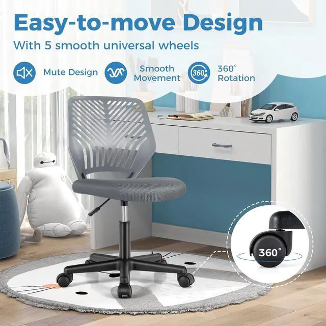 Alt view image 6 of 7 - SlickBlue Height-adjustable Ergonomic Kids Desk Chair with Universal Casters