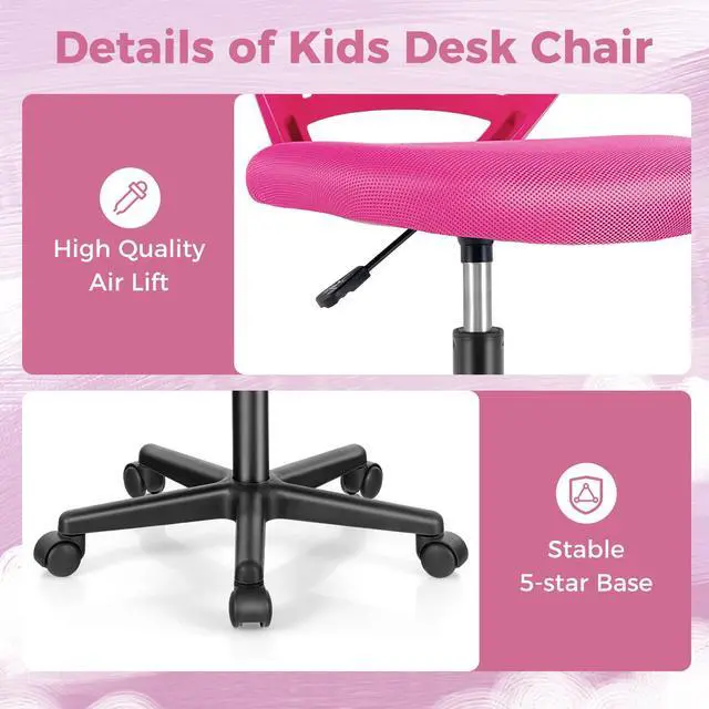 Alt view image 5 of 7 - SlickBlue Height-adjustable Ergonomic Kids Desk Chair with Universal Casters