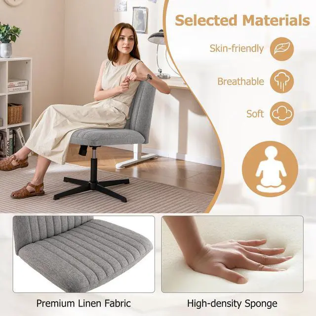 Alt view image 6 of 7 - SlickBlue Criss Cross Legged Chair No Wheels 120Â° Rocking Adjustable Height