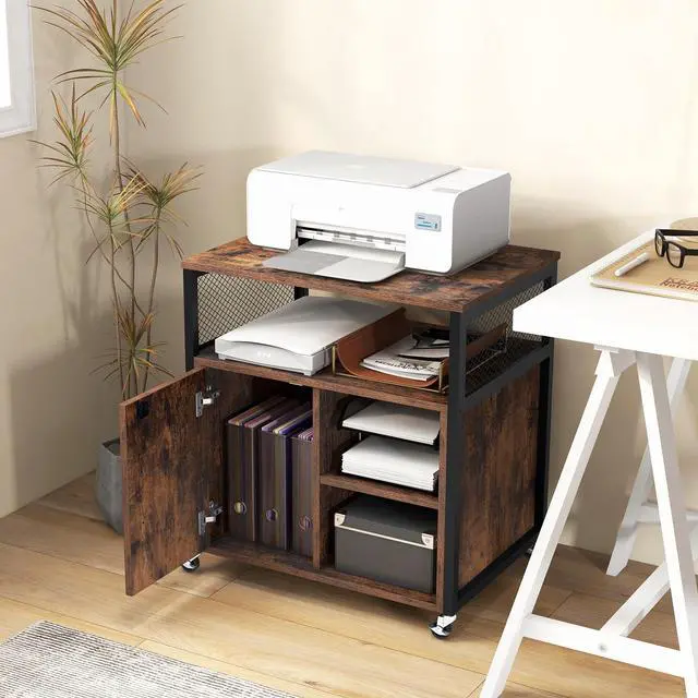 Alt view image 3 of 7 - SlickBlue File Cabinet on Wheels with Charging Station and Cable Management Hole-Brown