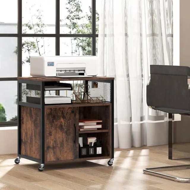 Alt view image 2 of 7 - SlickBlue File Cabinet on Wheels with Charging Station and Cable Management Hole-Brown
