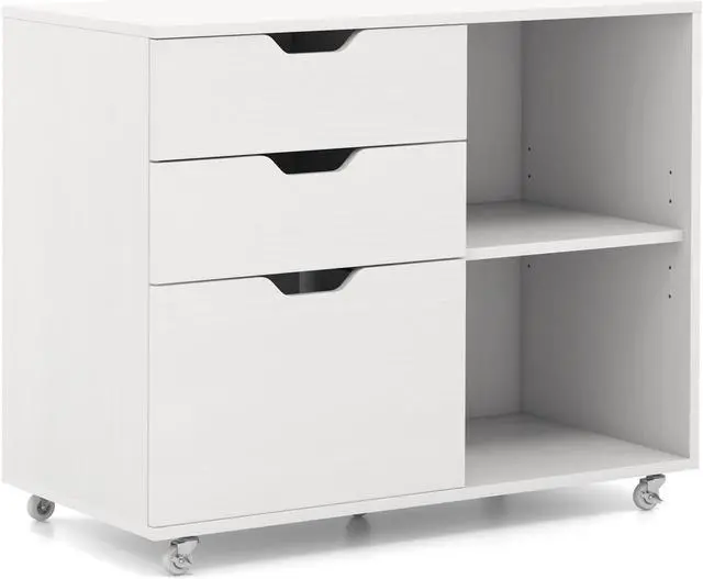 Main image of SlickBlue 3-Drawer File Cabinet with Adjustable Shelf and Wheels for Letter-White