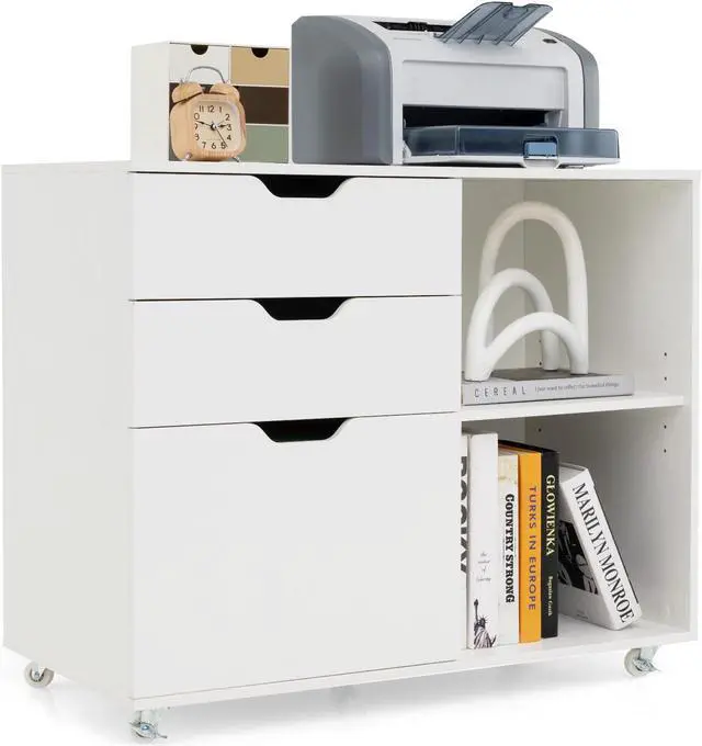 Alt view image 4 of 7 - SlickBlue 3-Drawer File Cabinet with Adjustable Shelf and Wheels for Letter-White