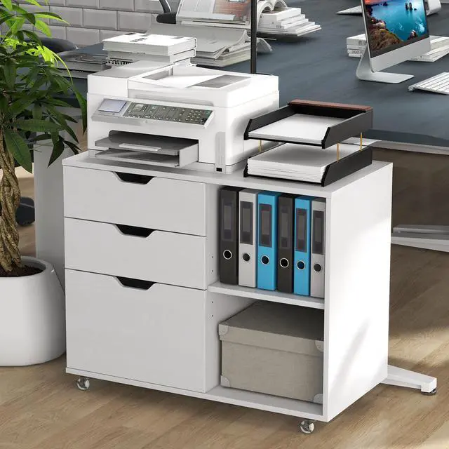 Alt view image 6 of 7 - SlickBlue 3-Drawer File Cabinet with Adjustable Shelf and Wheels for Letter-White