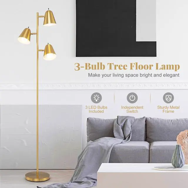 Alt view image 7 of 7 - SlickBlue 64 Inch 3-Light LED Floor Lamp Reading Light for Living Room Bedroom