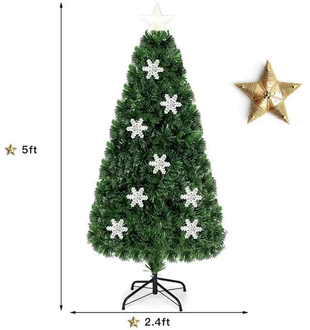 Alt view image 5 of 7 - SlickBlue LED Optic Artificial Christmas Tree with Snowflakes-5 Feet