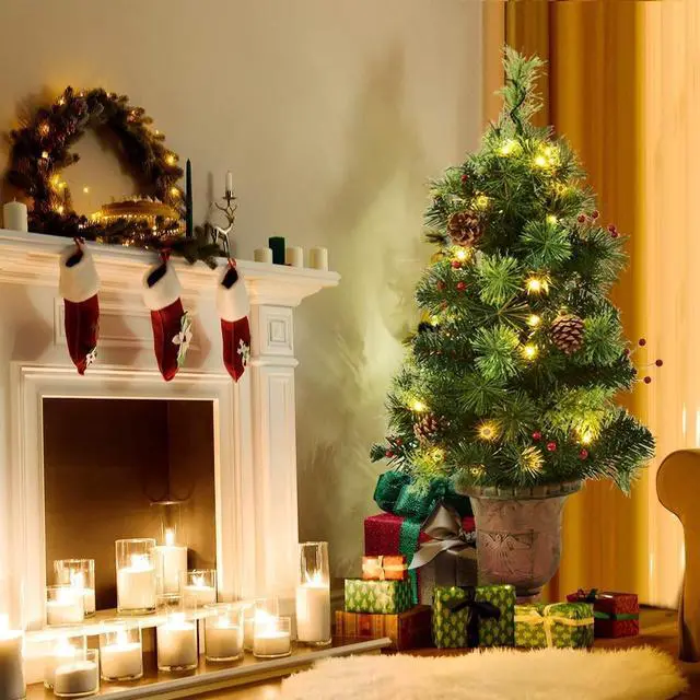 Alt view image 3 of 4 - SlickBlue LED Christmas Tree with Red Berries Pine Cones-5ft