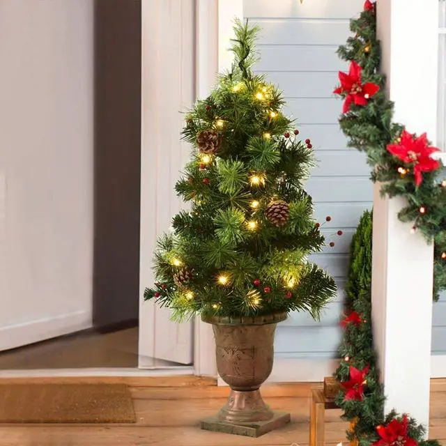 Alt view image 2 of 4 - SlickBlue LED Christmas Tree with Red Berries Pine Cones-5ft