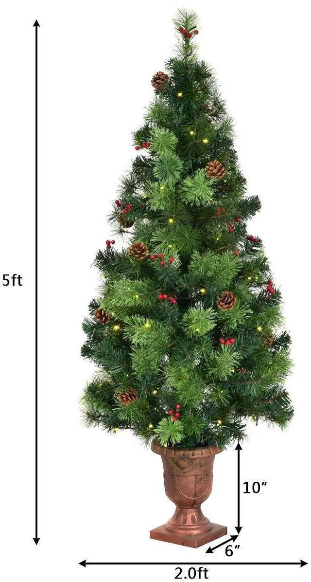 Alt view image 4 of 4 - SlickBlue LED Christmas Tree with Red Berries Pine Cones-5ft