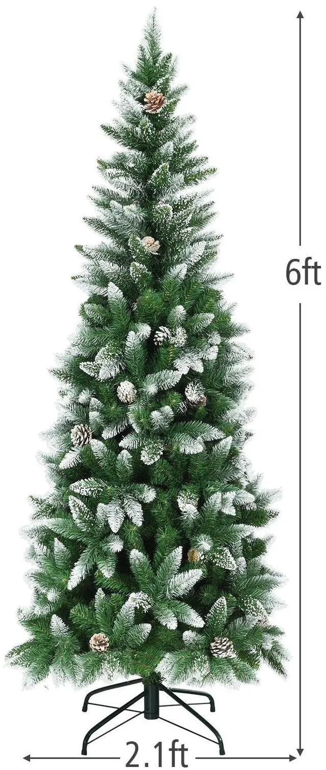 Alt view image 4 of 7 - SlickBlue Artificial Pencil Christmas Tree with Pine Cones-6 Feet