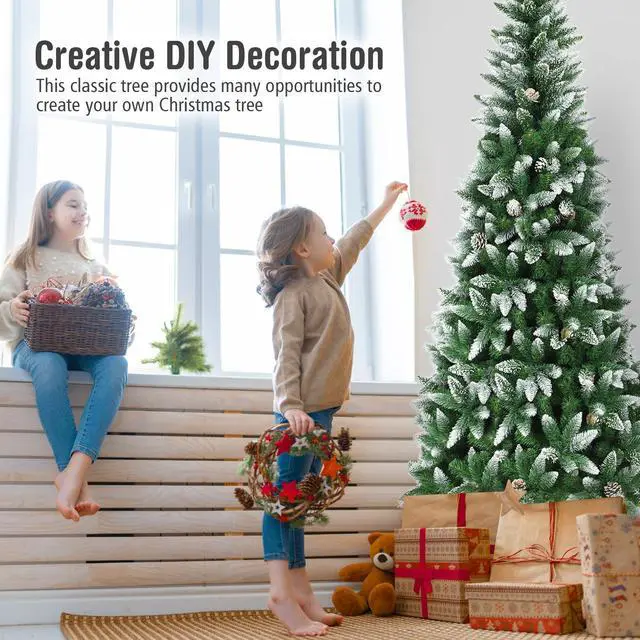 Alt view image 3 of 7 - SlickBlue Artificial Pencil Christmas Tree with Pine Cones-7.5 Feet