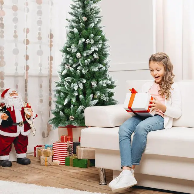 Alt view image 6 of 7 - SlickBlue Artificial Pencil Christmas Tree with Pine Cones-6 Feet