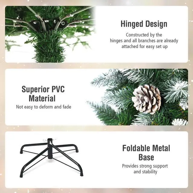 Alt view image 5 of 7 - SlickBlue Artificial Pencil Christmas Tree with Pine Cones-7.5 Feet
