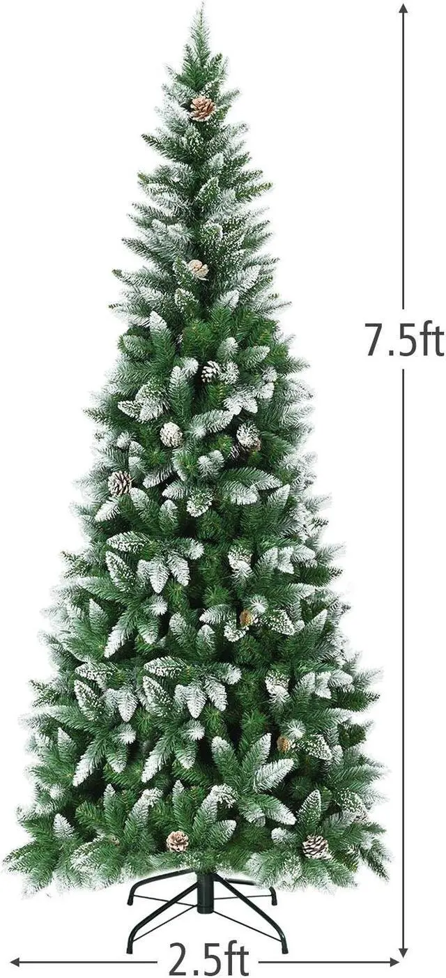 Alt view image 4 of 7 - SlickBlue Artificial Pencil Christmas Tree with Pine Cones-7.5 Feet