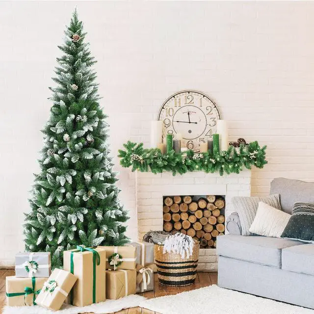 Alt view image 2 of 7 - SlickBlue Artificial Pencil Christmas Tree with Pine Cones-7.5 Feet