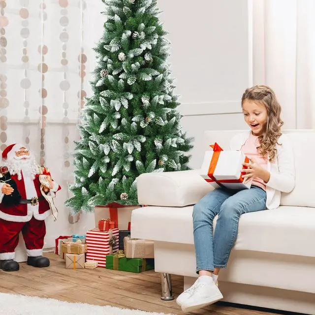 Alt view image 6 of 7 - SlickBlue Artificial Pencil Christmas Tree with Pine Cones-7.5 Feet