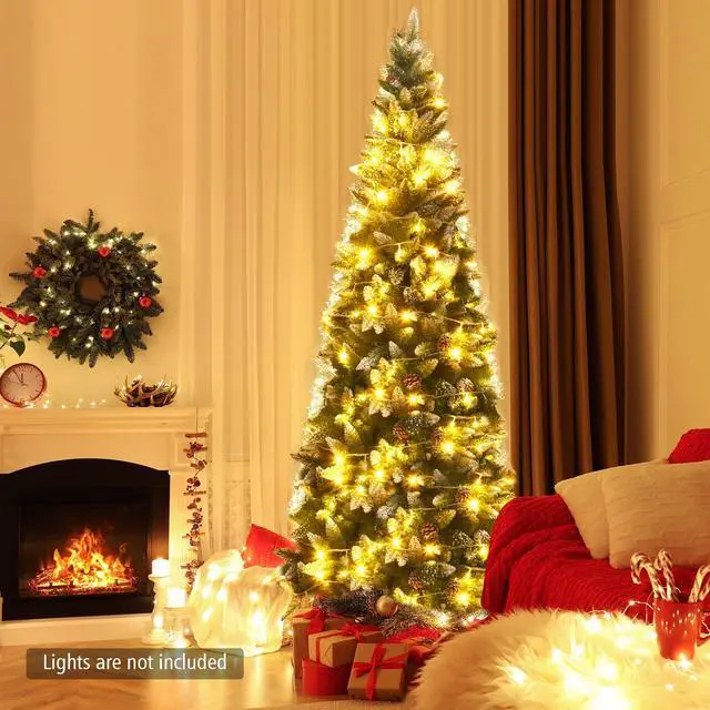 Alt view image 7 of 7 - SlickBlue Artificial Pencil Christmas Tree with Pine Cones-7.5 Feet