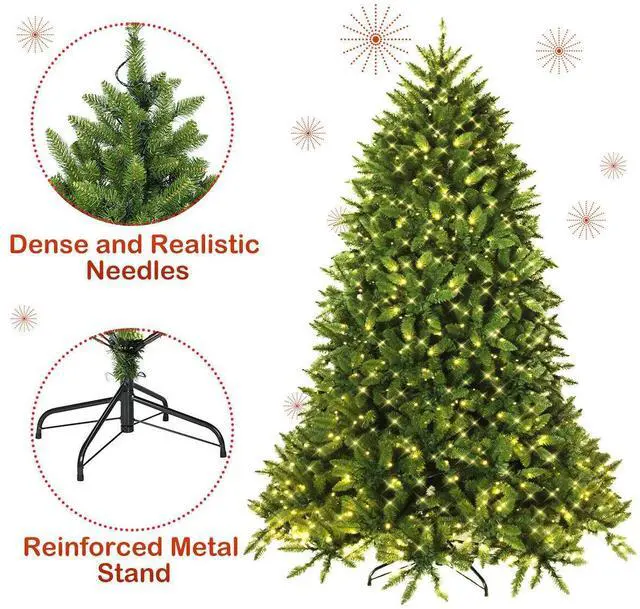 Alt view image 7 of 7 - SlickBlue Premium Hinged Artificial Fir Christmas Tree with LED Lights-6 ft