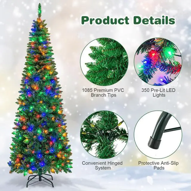 Alt view image 5 of 7 - SlickBlue Artificial National Foot Kingswood Fir Pencil Christmas Tree-7.5 ft