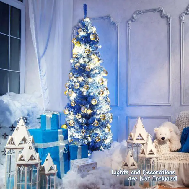 Alt view image 2 of 7 - SlickBlue 6 Feet Unlit Pencil Slim Tree Artificial Christmas Tree