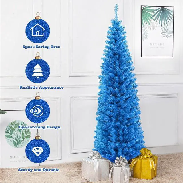 Alt view image 3 of 7 - SlickBlue 6 Feet Unlit Pencil Slim Tree Artificial Christmas Tree