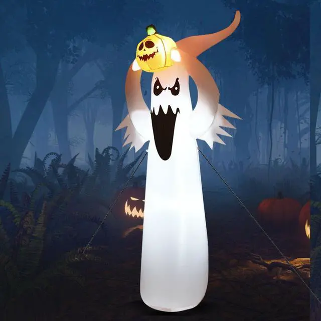 Alt view image 3 of 7 - SlickBlue 6 Feet Halloween Inflatable Blow Up Ghost with Pumpkin and LED Lights
