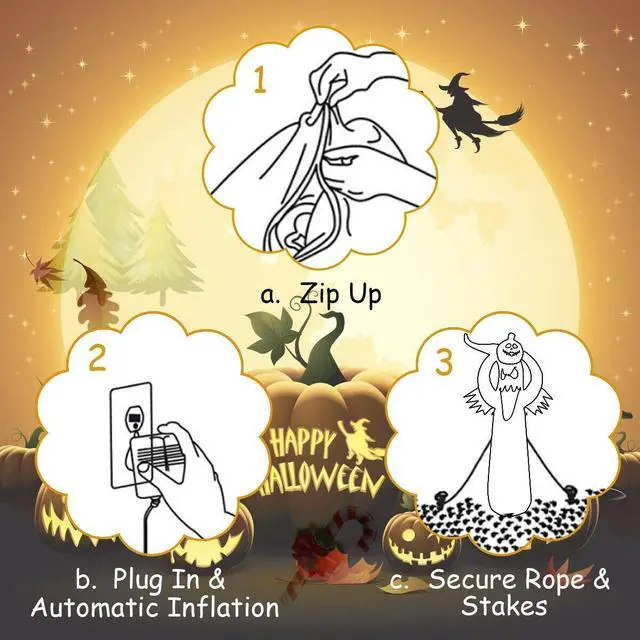 Alt view image 7 of 7 - SlickBlue 6 Feet Halloween Inflatable Blow Up Ghost with Pumpkin and LED Lights