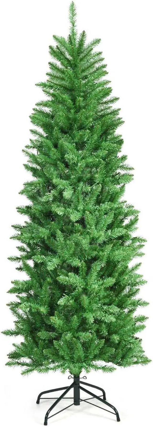 Alt view image 4 of 7 - SlickBlue PVC Hinged Pre-lit Artificial Fir Pencil Christmas Tree with 150 Lights-6 ft