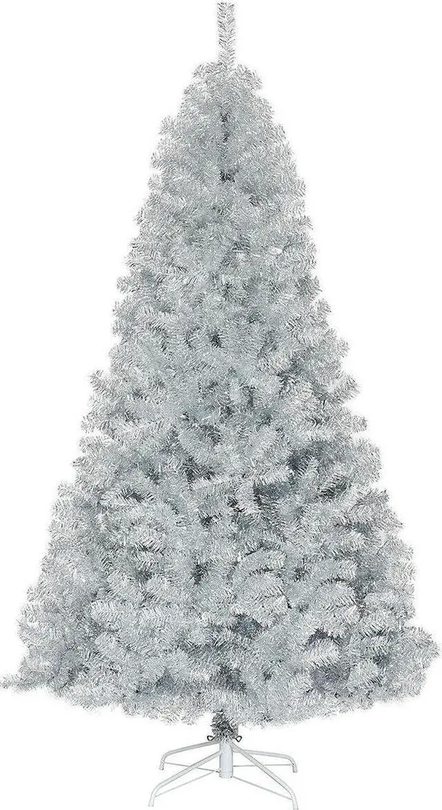 Main image of SlickBlue 7.5 Ft Hinged Unlit Artificial Silver Tinsel Christmas Tree